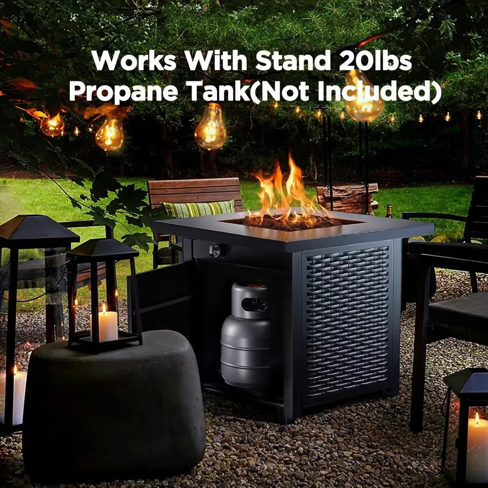 32 Inch Propane Fire Pit,Outdoor Gas Fire Pit 50,000 BTU Steel Fire Pit Table with Lid, Add Warmth and Ambience to Gatherings