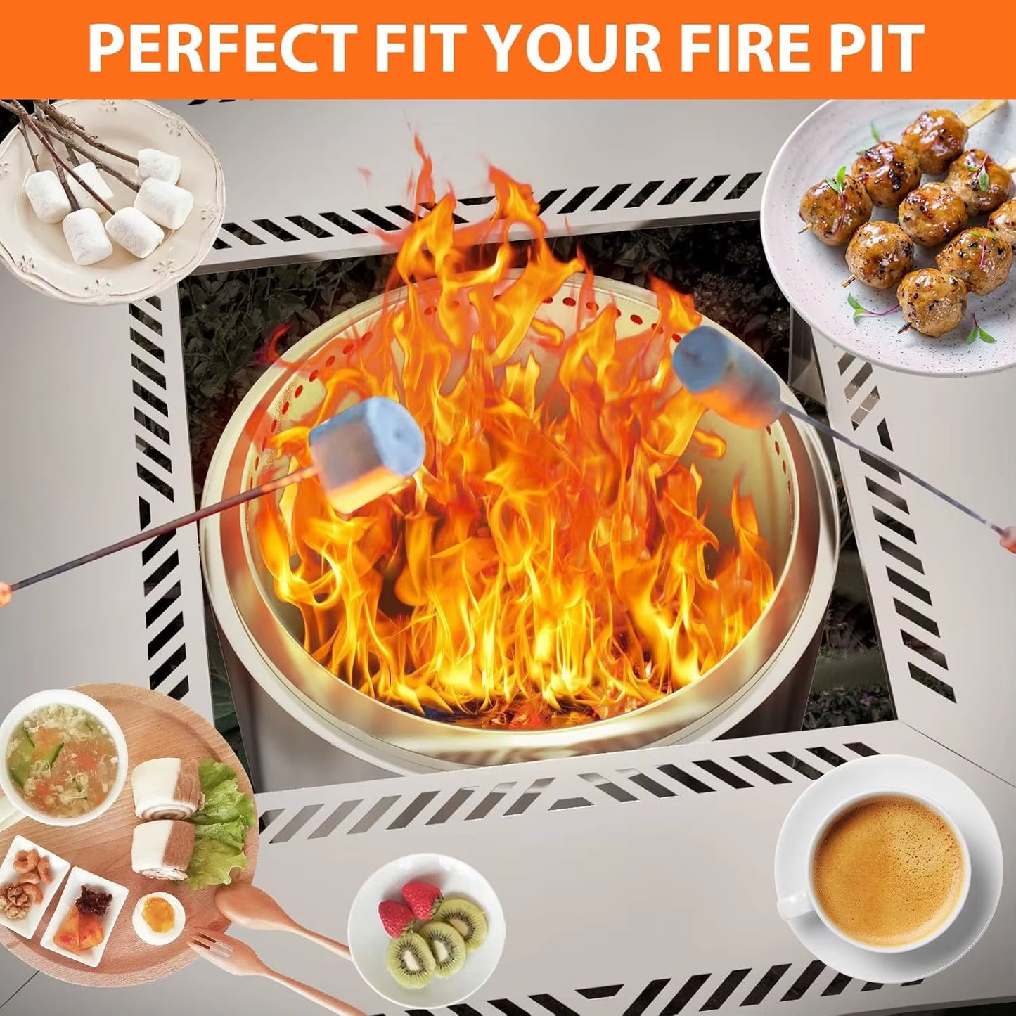Adjustable Stainless Steel Fire Pit Surround Table, 41" & 48" Options for Solo Stove Yukon, Bonfire, Ranger & TIKI Fire Pits,