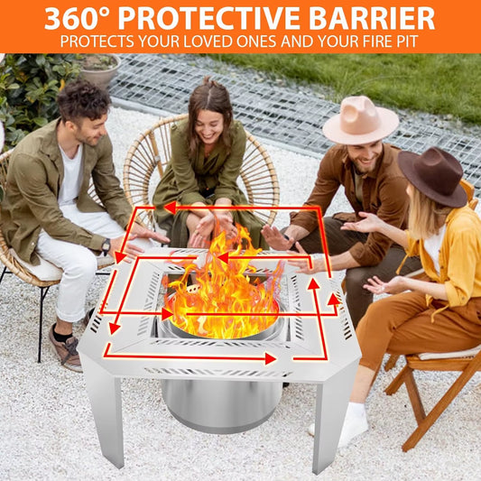 Adjustable Stainless Steel Fire Pit Surround Table, 41" & 48" Options for Solo Stove Yukon, Bonfire, Ranger & TIKI Fire Pits,